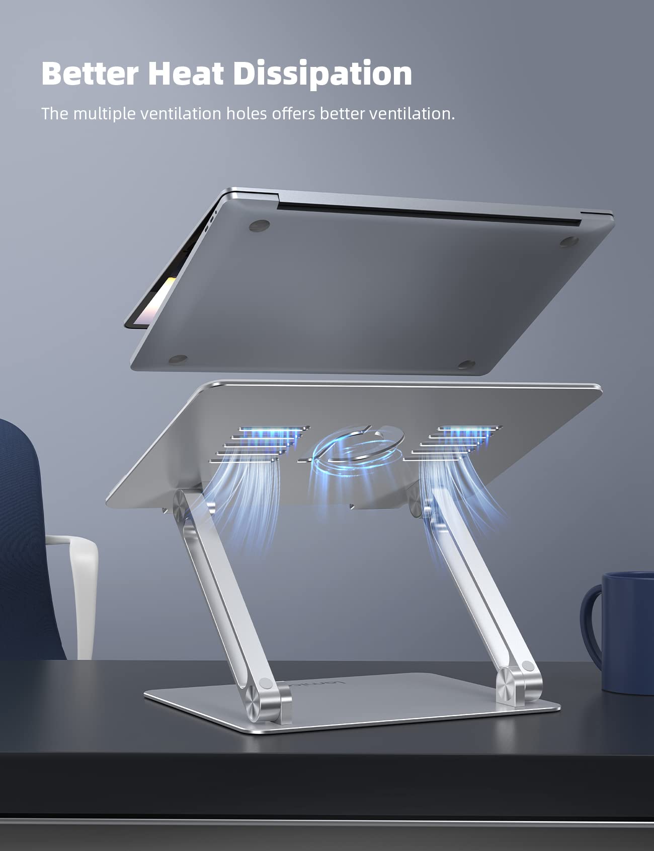 Adjustable Aluminum Laptop Stand - Folded