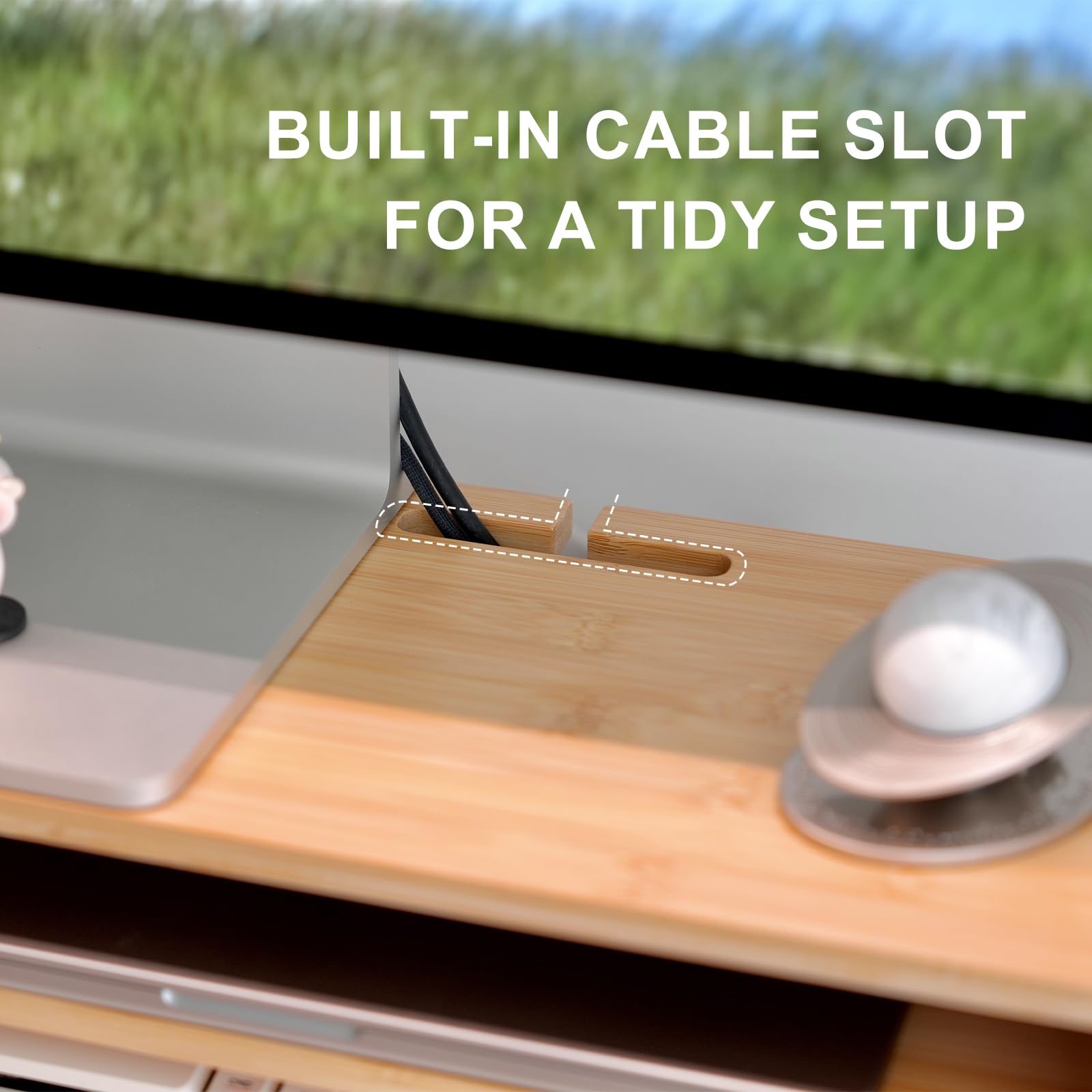 Bamboo Monitor Riser with Storage Shelf - Lifestyle