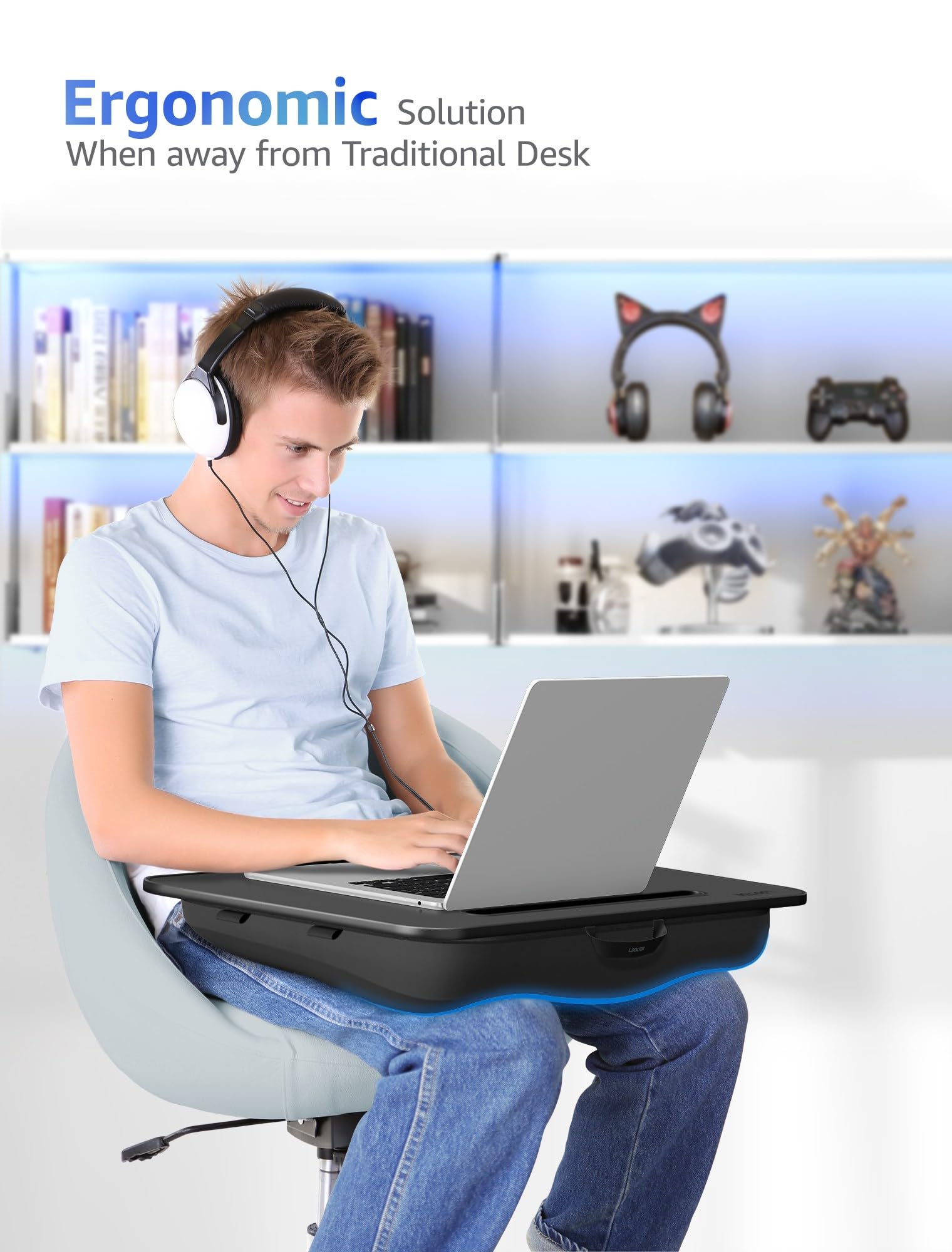 Portable Lap Desk with Cushion - Side View
