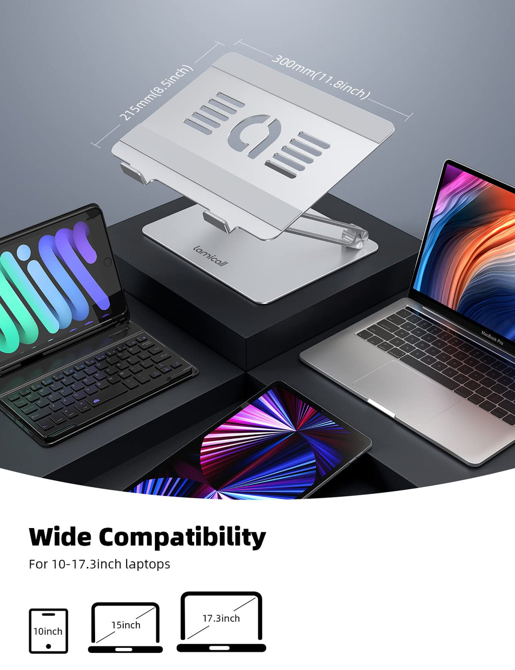 Adjustable Aluminum Laptop Stand - Side View