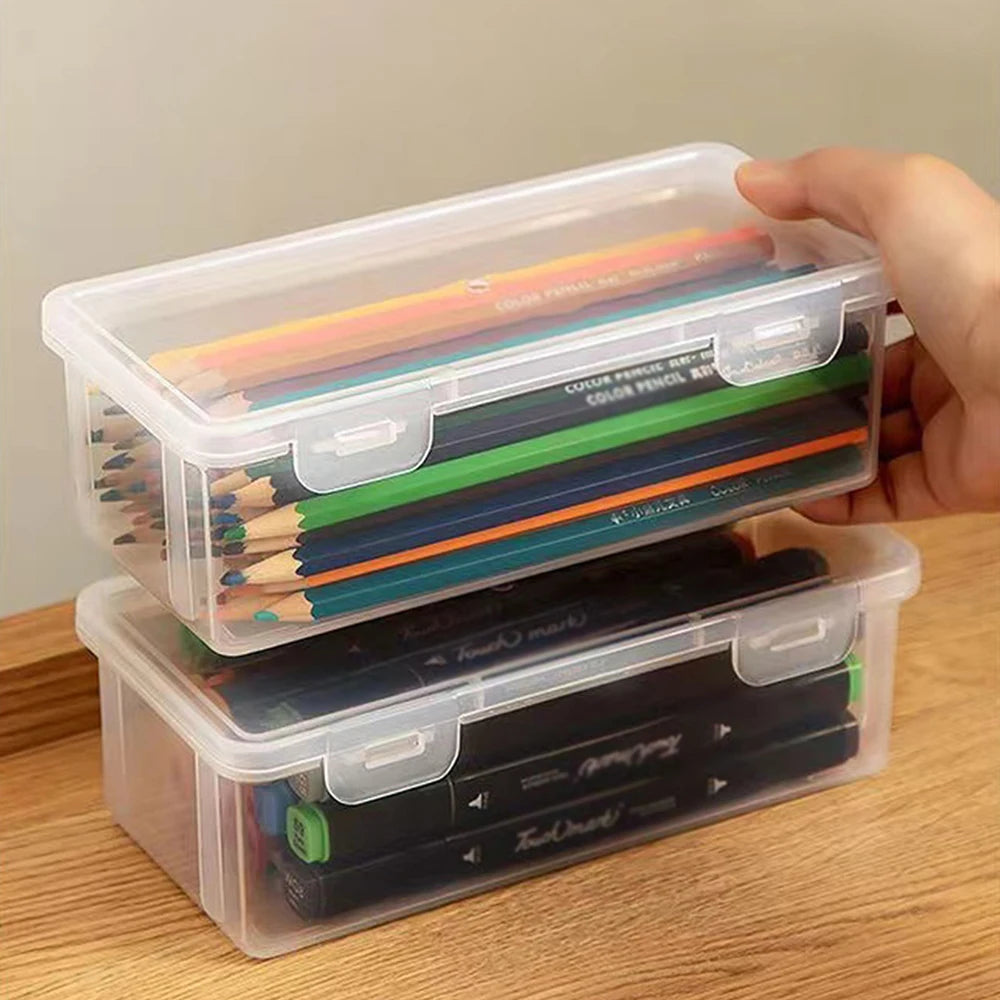 Translucent stackable supply storage boxes for desk organization
